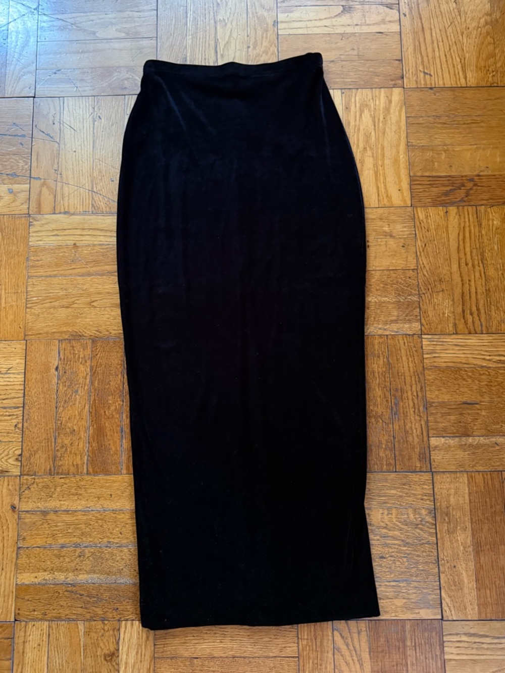 90s Classic Black Velvet Maxi Pencil Skirt